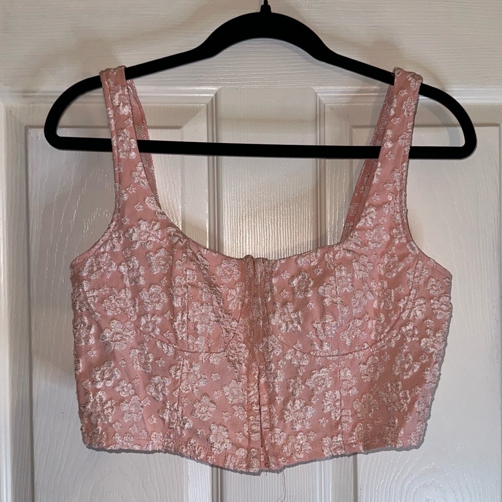 Wild Fable embroidered pink crop corset
